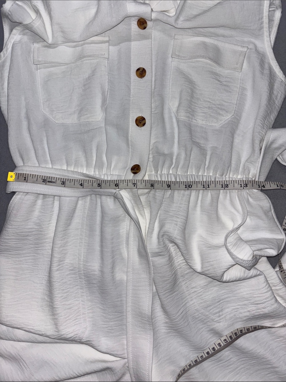 Calvin Klein White Sleeveless Button-Front Jumpsuit Size 6 - Picture 5 of 5